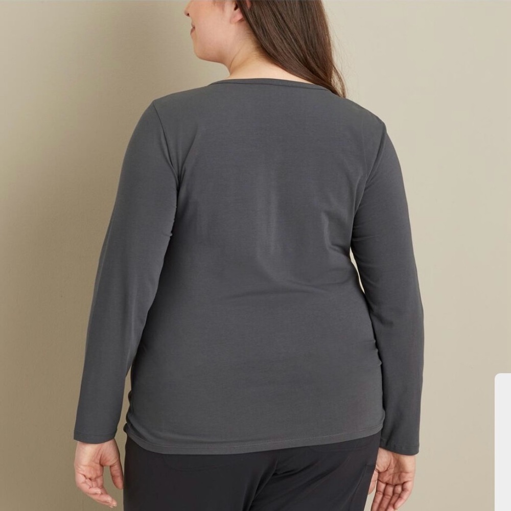 Duluth Trading Co Grey Gray No-Yank Long Sleeve Henley Womens Size 3X 3XL - Picture 2 of 10